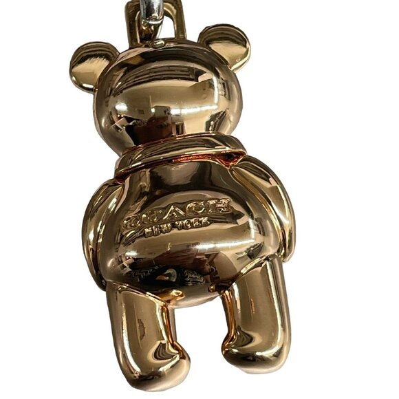 Coach Rose Gold Tone Teddy Bear Purse Charm 3D Keychain 87166 New - Picture 4 of 8